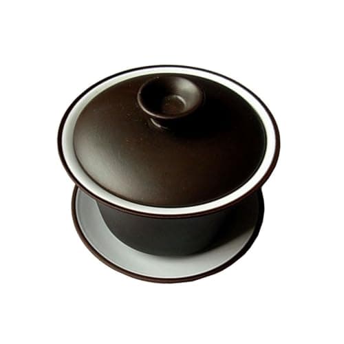YXHUPOT Gaiwan Kungfu Tea Bowl 4oz Black Ceramic White Glaze Teacup