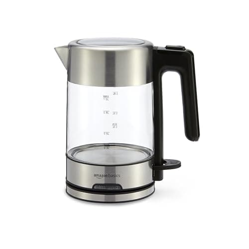 Amazon Basics Electric Kettle with Glass Carafe for Tea and Coffee
