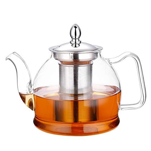 HIWARE 1000ml Glass Teapot with Removable Infuser, Stovetop Safe Tea