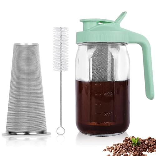 Cold Brew Coffee Maker,32 oz Mason Jar Pitcher with Stainless