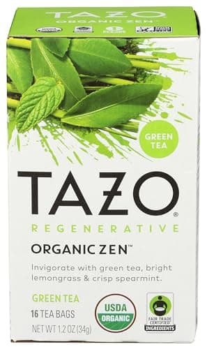 TAZO Organic Zen Green Tea, Caffeinated Tea with Refreshing Lemongrass