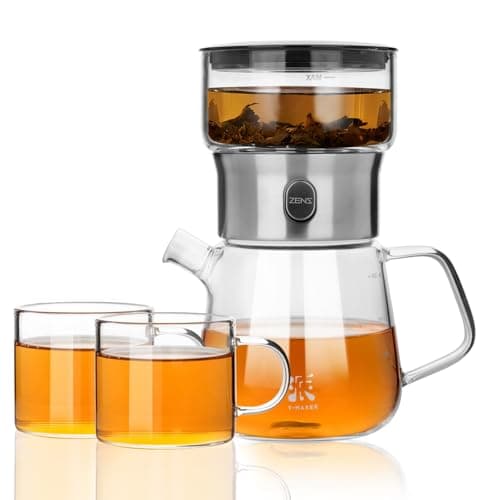 ZENS Modern Glass Infuser Pot Set with 2 Cups