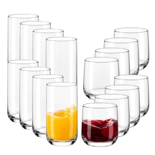 Libbey Ascent Tumbler & Rocks Drinking Glasses Set of 16