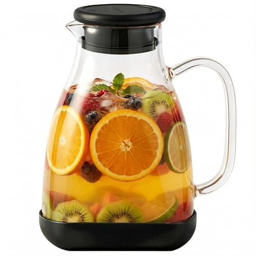 Spreccio Glass Pitcher with Lid, 68oz Borosilicate Water Jug