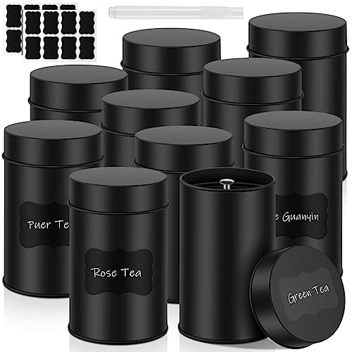 Tanlade 10Pcs Tea Tin Canisters 16oz Metal Storage with Airtight Double