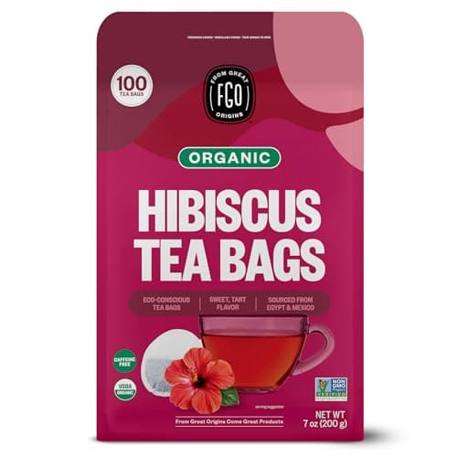 FGO Organic Hibiscus Tea, 100 Count, Eco-Conscious Tea Bags