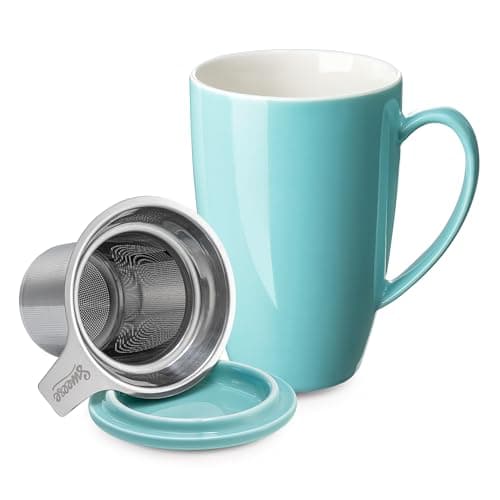 Sweese 15oz Porcelain Tea Mug with Infuser and Lid