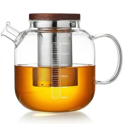 MESNEY Glass Teapot with Infuser for Loose Leaf Tea 40oz