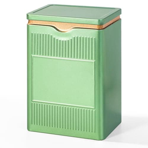 Tea Tin, Premium Tight Sealing Metal Canister with Press on Lid