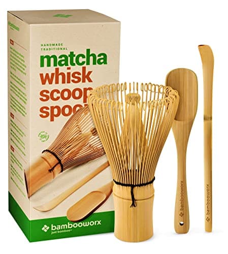 BambooWorx Matcha Whisk Set - (Chasen), Traditional Scoop (Chashaku), Tea