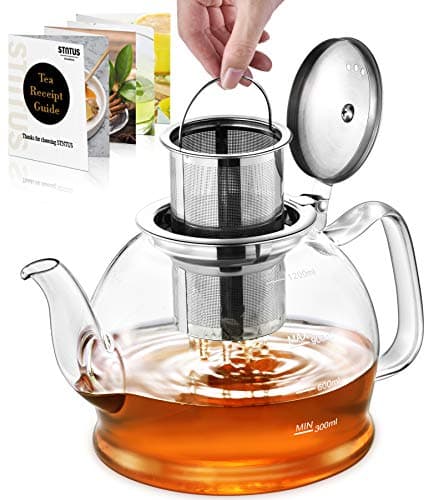 STNTUS Glass Teapot, 40 oz. / 1200 ml for Loose Tea, With
