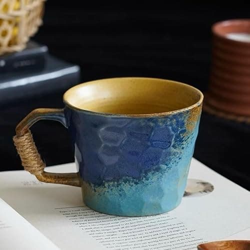 Alikexin 10oz Handmade Ceramic Tea Cup with Handle