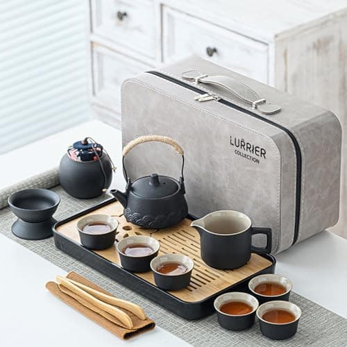 LURRIER Gongfu tea sets, Portable Ceramic TeaSet, Asian Tea sets for
