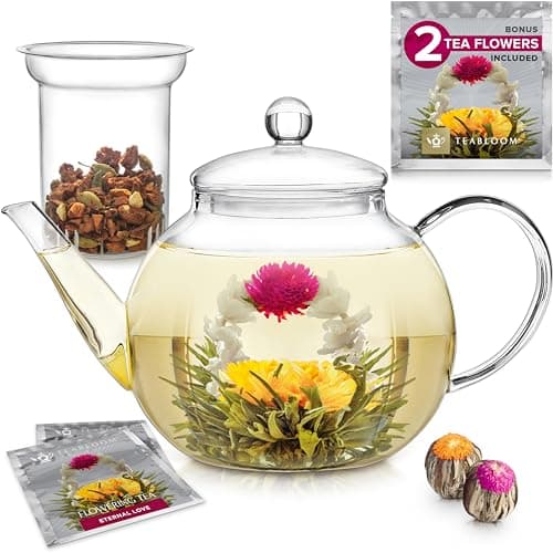 Teabloom Stovetop-Safe Glass Teapot with Glass Infuser