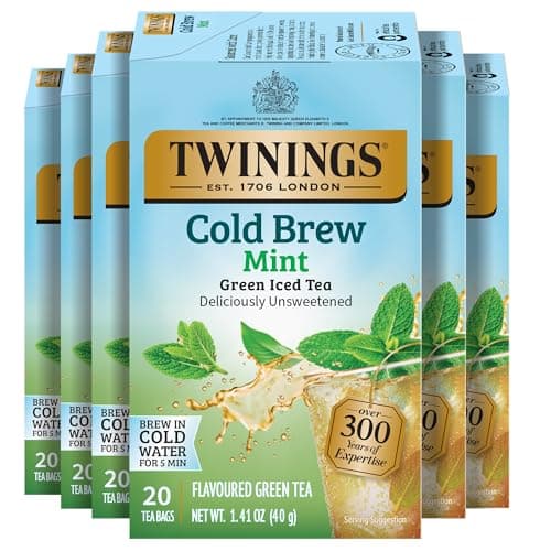 Twinings Mint Green Tea Cold Brew Iced Green Tea Bags, 20 CT Box (6 Pack)