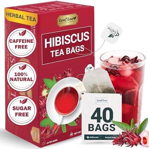 LeafLea 40 Premium Natural Hibiscus Tea Bags Pure from Hibiscus Flowers
