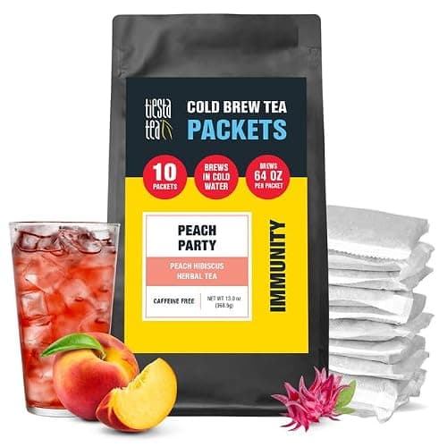 Tiesta Tea Peach Party Cold Brew Peach Hibiscus Herbal Tea Packets 10
