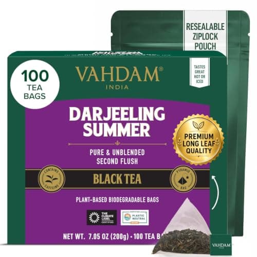 VAHDAM Darjeeling Tea Bags (100 Count) Black Tea in Pyramid Tea Bags